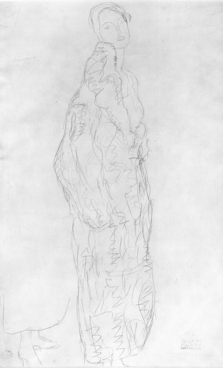 Senhora ereta vestida, c.1916 de Gustav Klimt