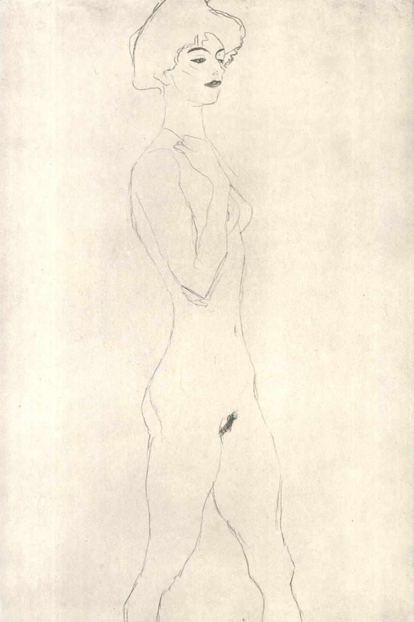Striding com lábios vermelhos de Gustav Klimt