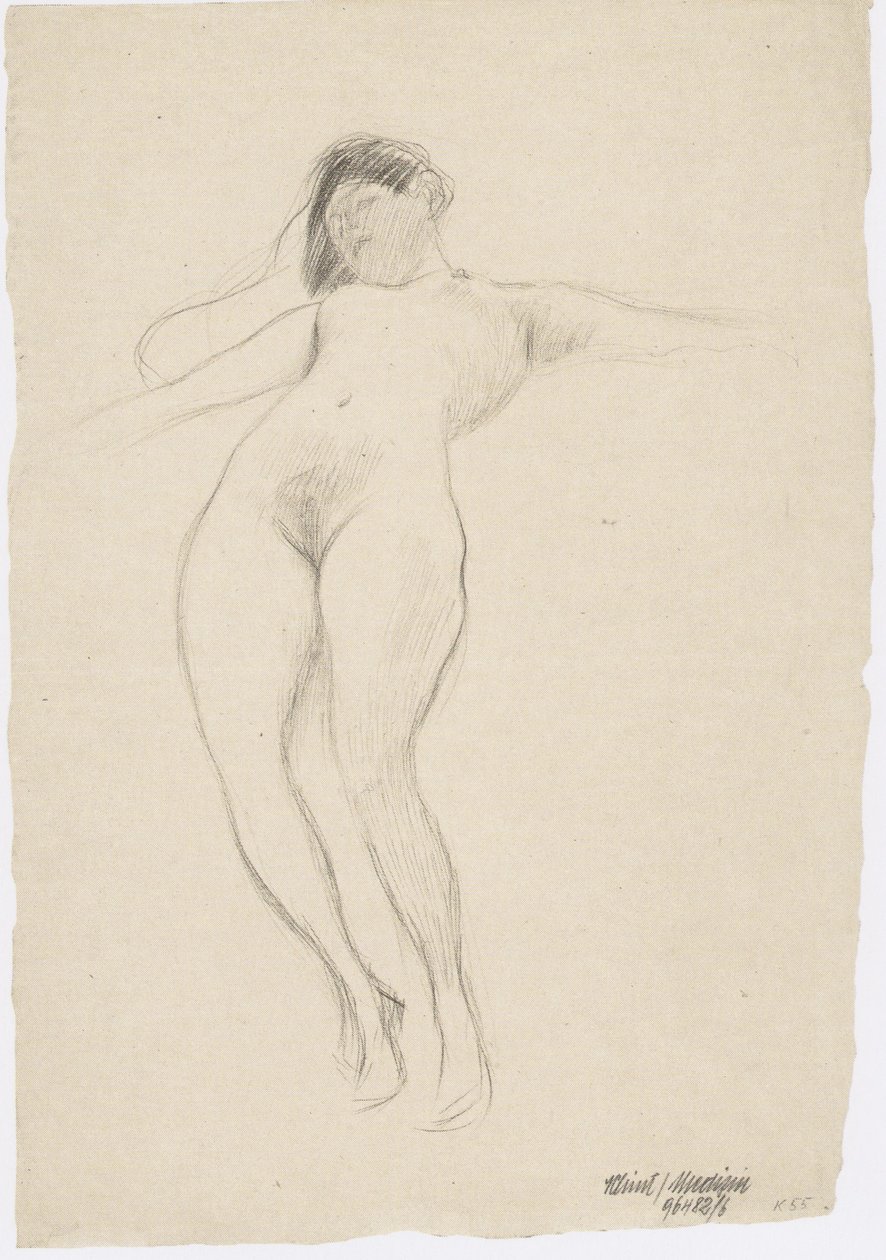 Flutuando com os braços estendidos de Gustav Klimt