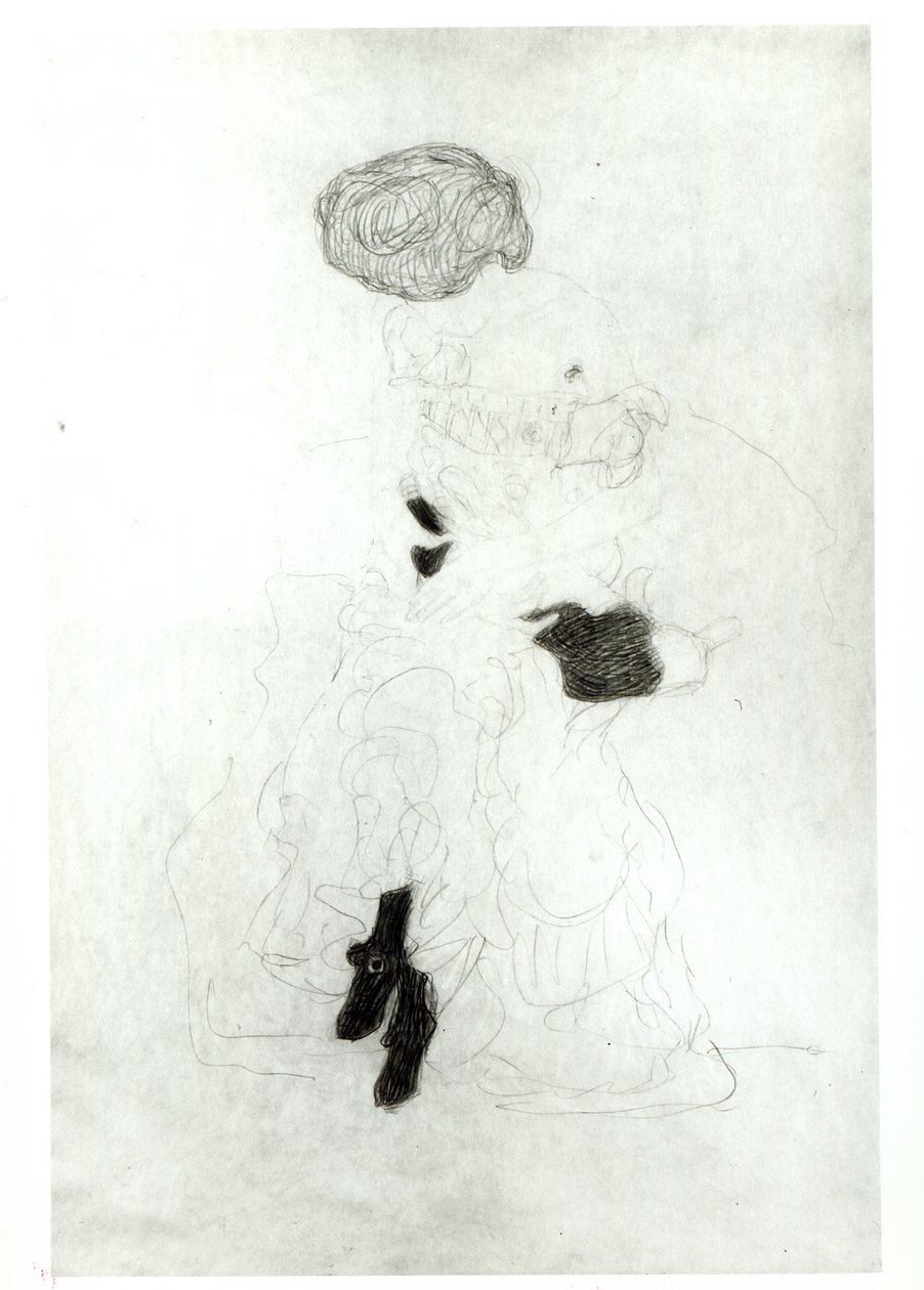 Mulher sentada, (lápis com giz branco sobre papel) de Gustav Klimt