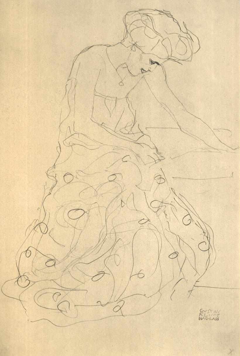 Sentado à direita de Gustav Klimt