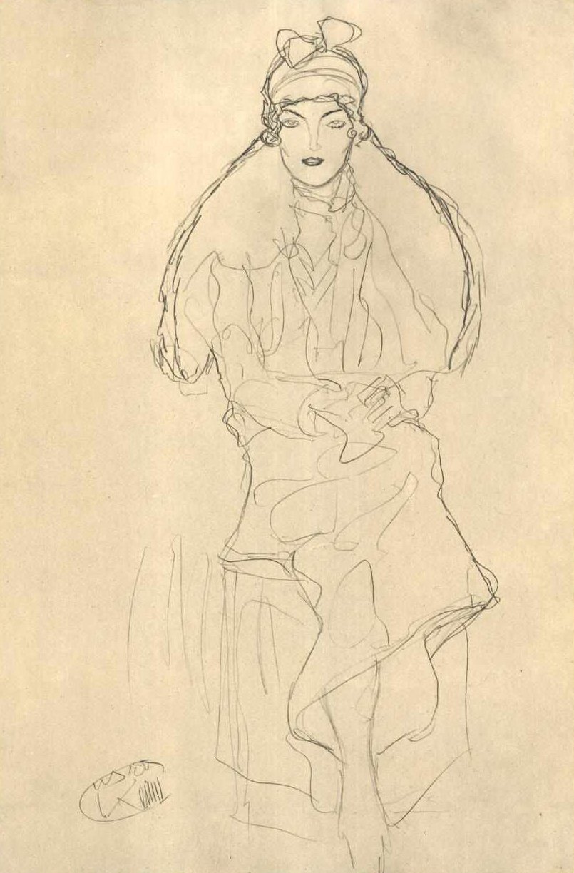Sentado de frente de Gustav Klimt