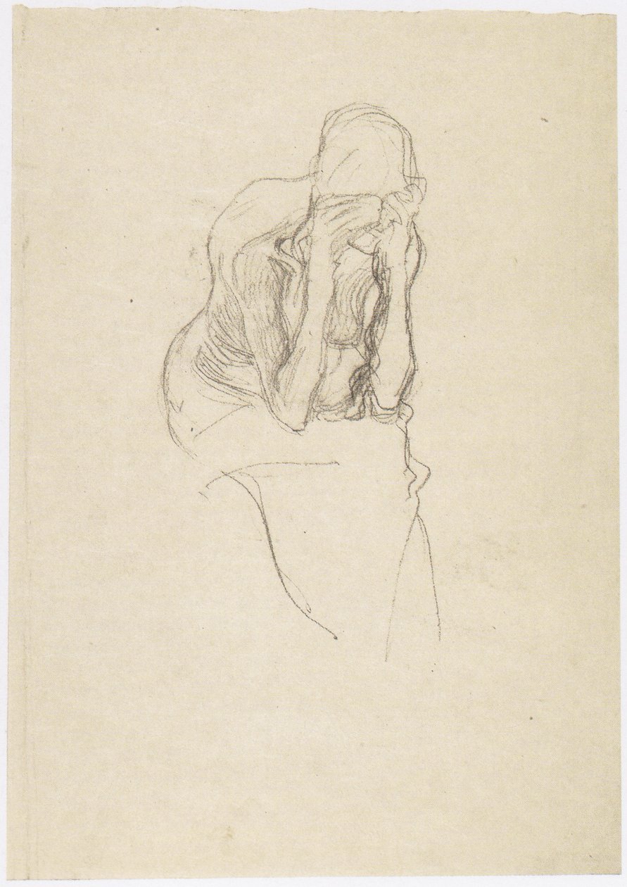 Sentado meio-relógio de uma mulher velha algo para a direita de Gustav Klimt