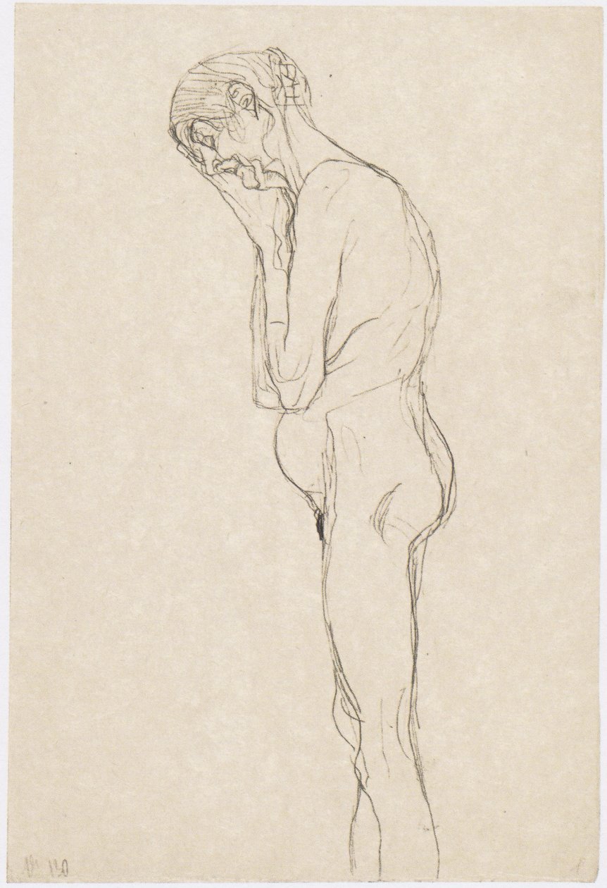 Permanente velha de perfil para a esquerda2 de Gustav Klimt