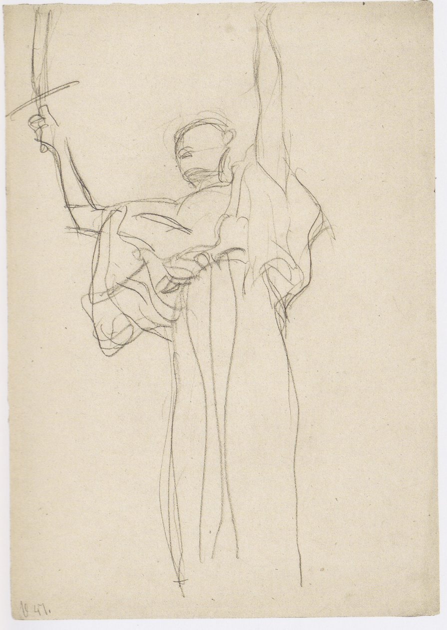 De pé com a espada na direita levantada de Gustav Klimt