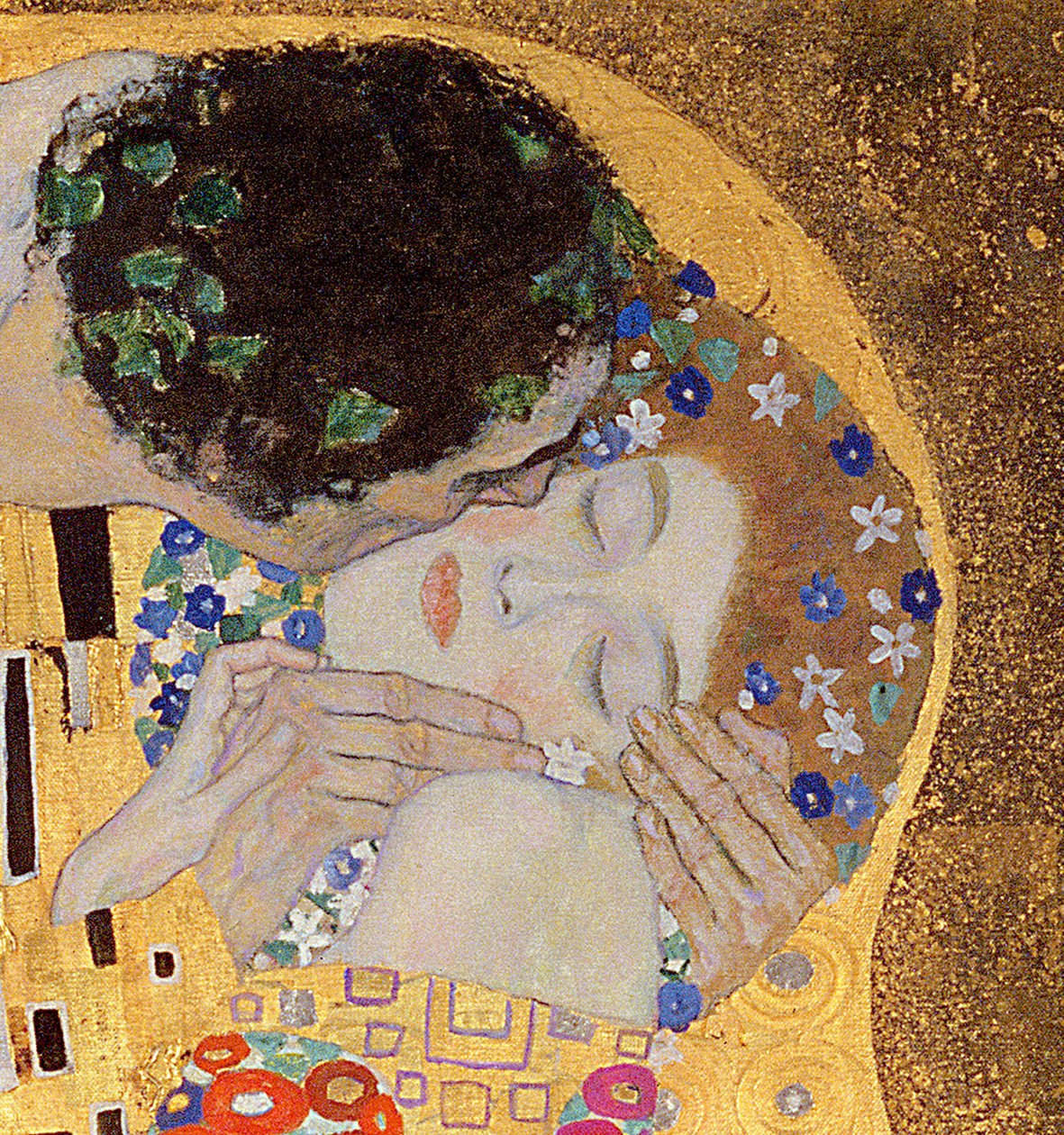 O beijo, 1907-08 (detalhe de 601) de Gustav Klimt