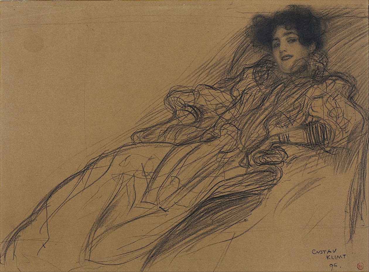 Mulher jovem, em, um, poltrona de Gustav Klimt