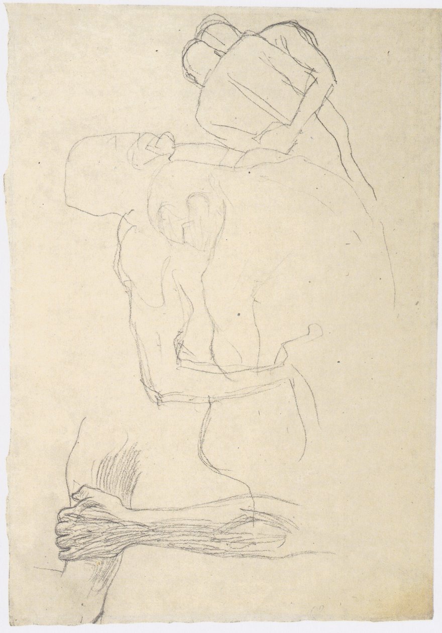 Dois casais de wrestling, estudo detalhado de Gustav Klimt