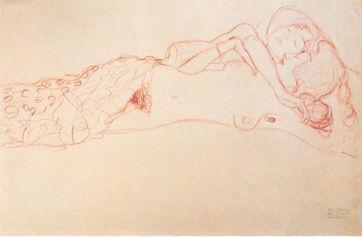 Dois atos deitado de costas de Gustav Klimt