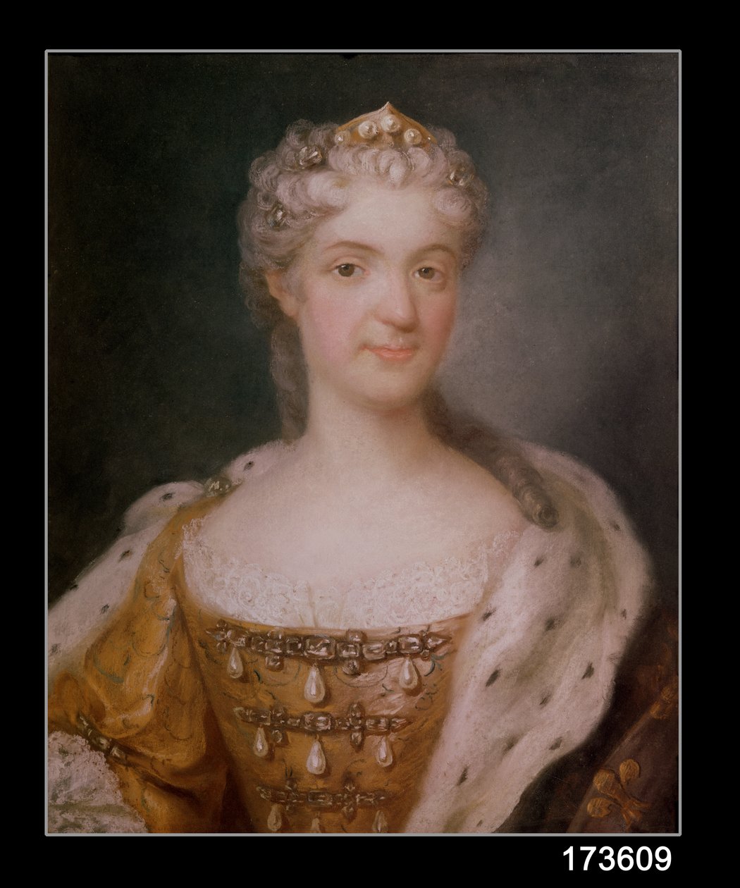 Retrato de Marie Leczinska (1703-68) Rainha da França (pastel sobre papel) (ver 173610 para par) de Gustaf Lundberg