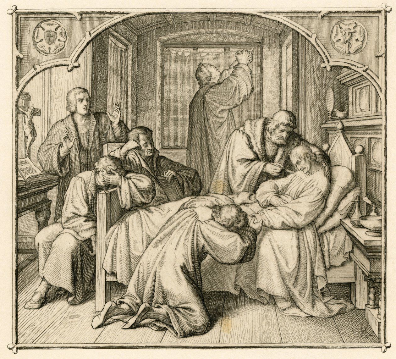 O amigo de Lutero, Philipp (Philippe, Philippus) Melanchthon (1497-1560), está muito doente e, por isso, Lutero está a rezar pela sua recuperação de Gustav Ferdinand Leopold Konig