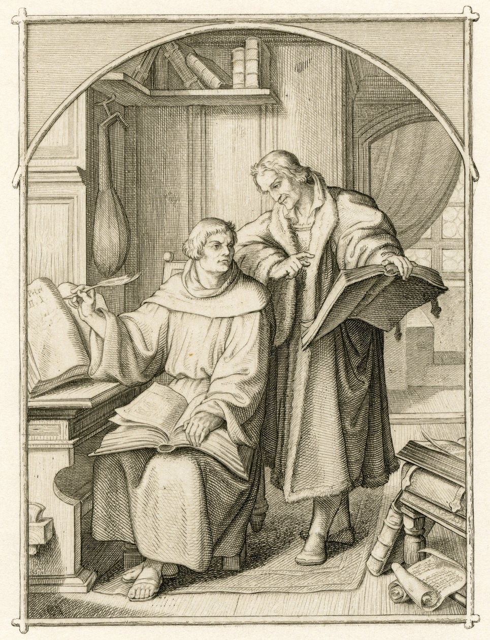Martinho Lutero e Philipp Melanchthon (Philippe, Philippus Melanchthon de Gustav Ferdinand Leopold Konig