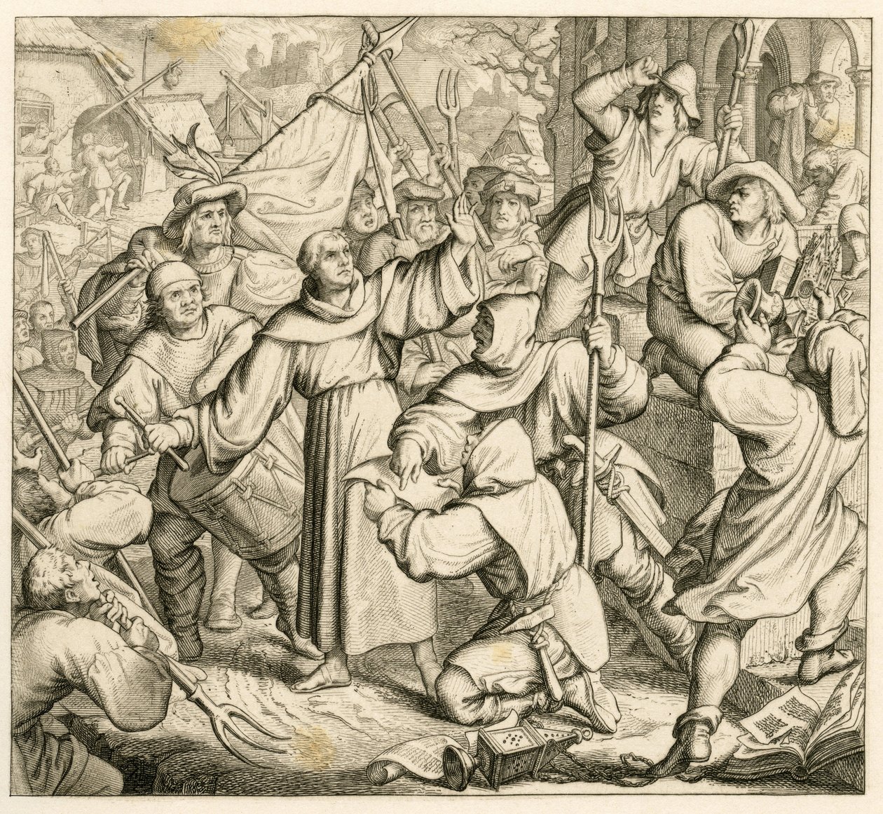 Martinho Lutero prega em Seeburgo contra a Guerra dos Camponeses de Gustav Ferdinand Leopold Konig