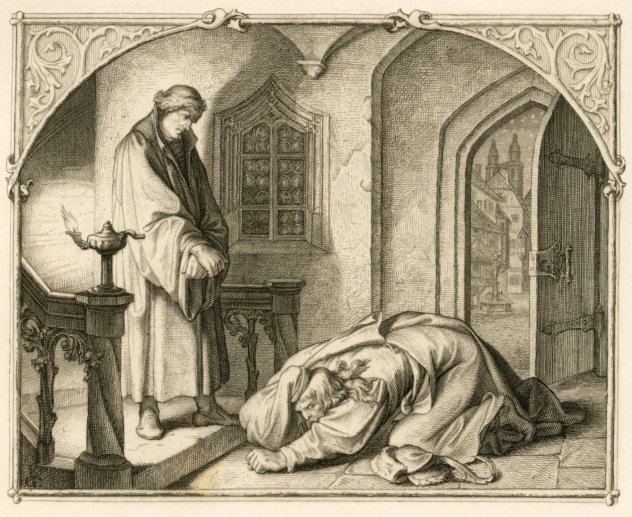 Martinho Lutero e o ladrão Hans Kohlhase (1500-1540) de Gustav Ferdinand Leopold Konig