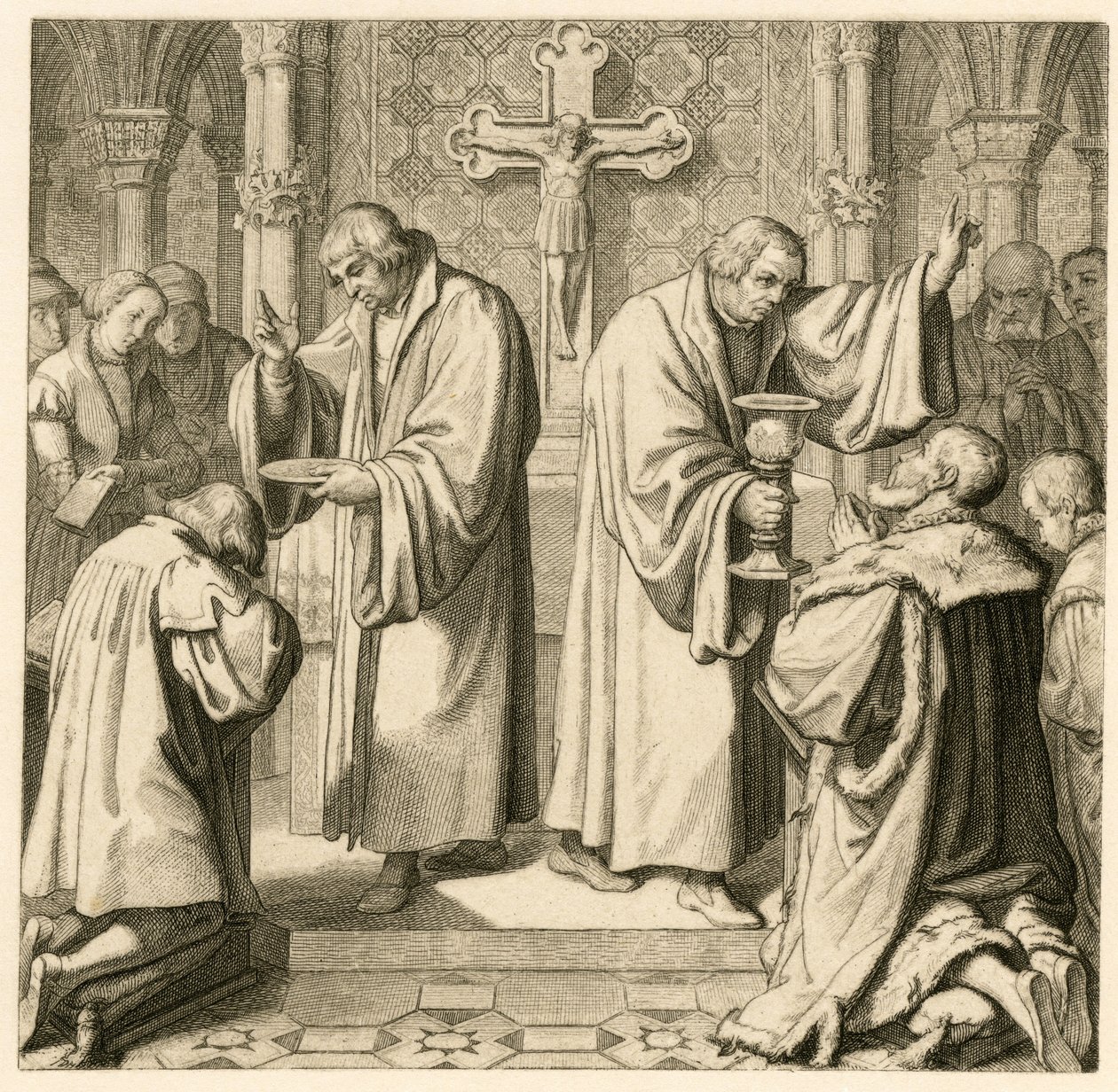 A comunhão, que Lutero dá ao eleitor Johann Friedrich (Jean Frederic I de Saxe de Gustav Ferdinand Leopold Konig