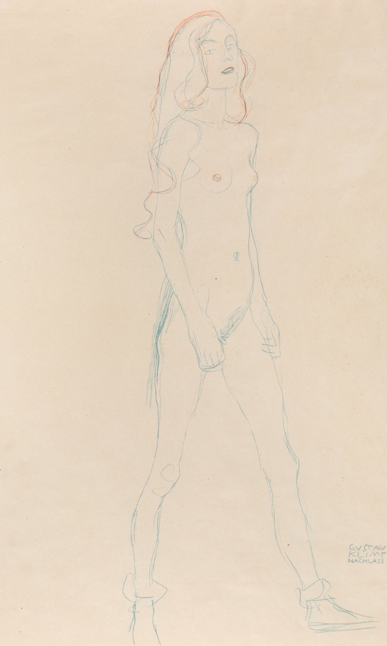 Uma jovem nua, c. 1917. de Gustav Klimt