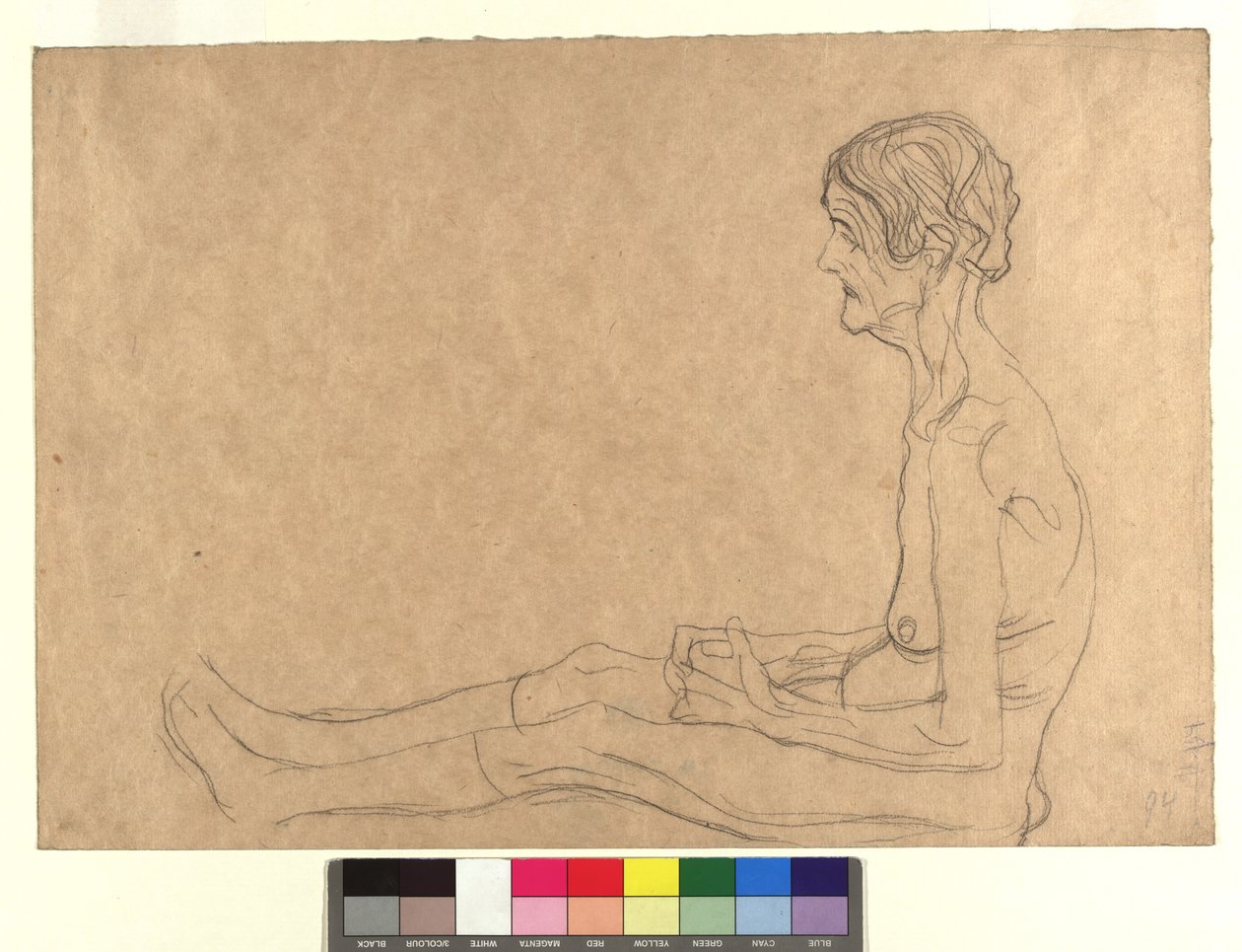 Aktstudie einer sitzenden alten Frau de Gustav Klimt