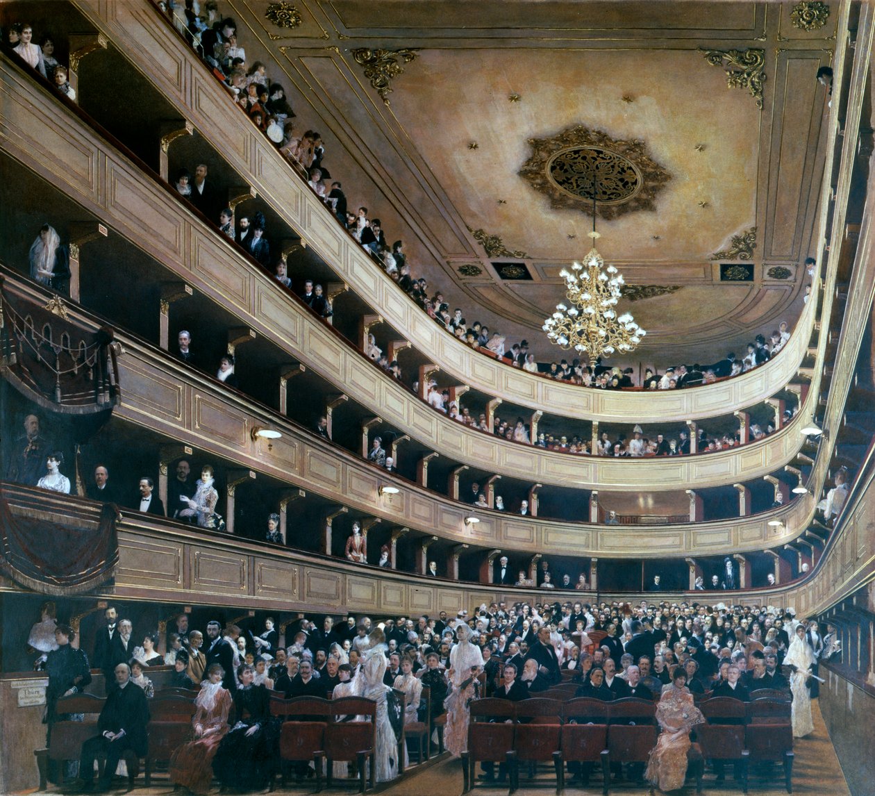 Auditório no antigo Burgtheater, Viena, 1888 de Gustav Klimt
