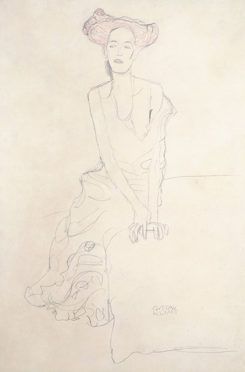 Aug Ruhubeit, a Jovem, apoiando-se com as mãos, 1908 de Gustav Klimt
