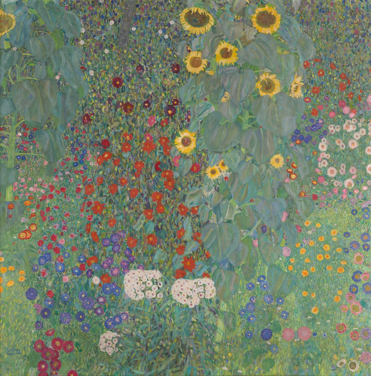 Jardim da casa de campo com girassóis de Gustav Klimt