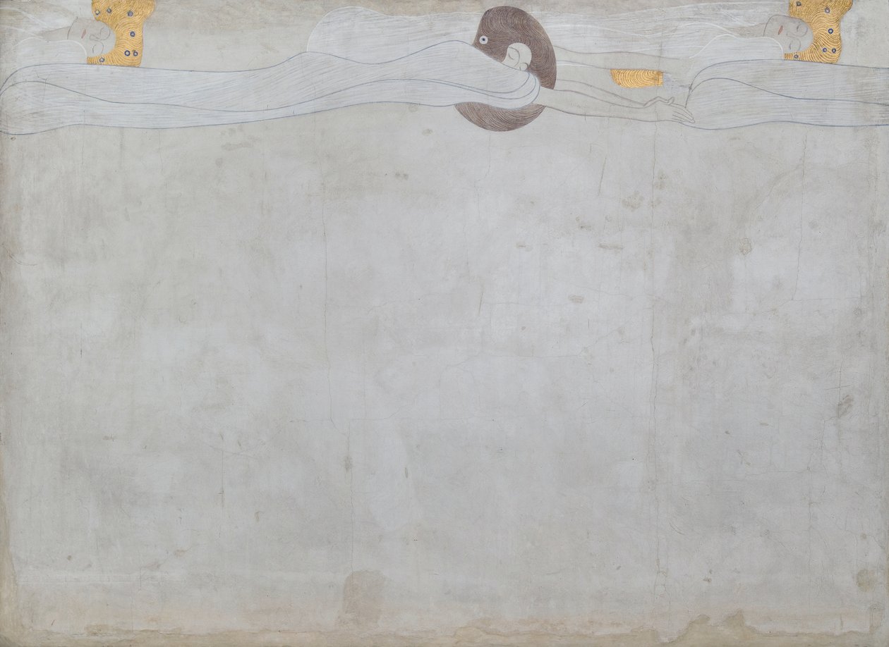 Beethoven Frieze: O Anseio da Felicidade - painel 1, parede longa esquerda de Gustav Klimt