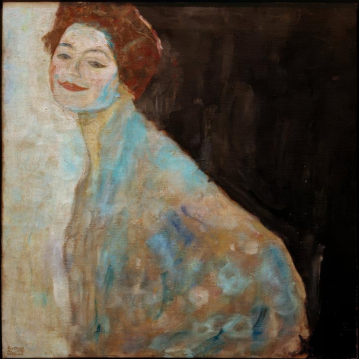 Retrato de uma dama de branco de Gustav Klimt