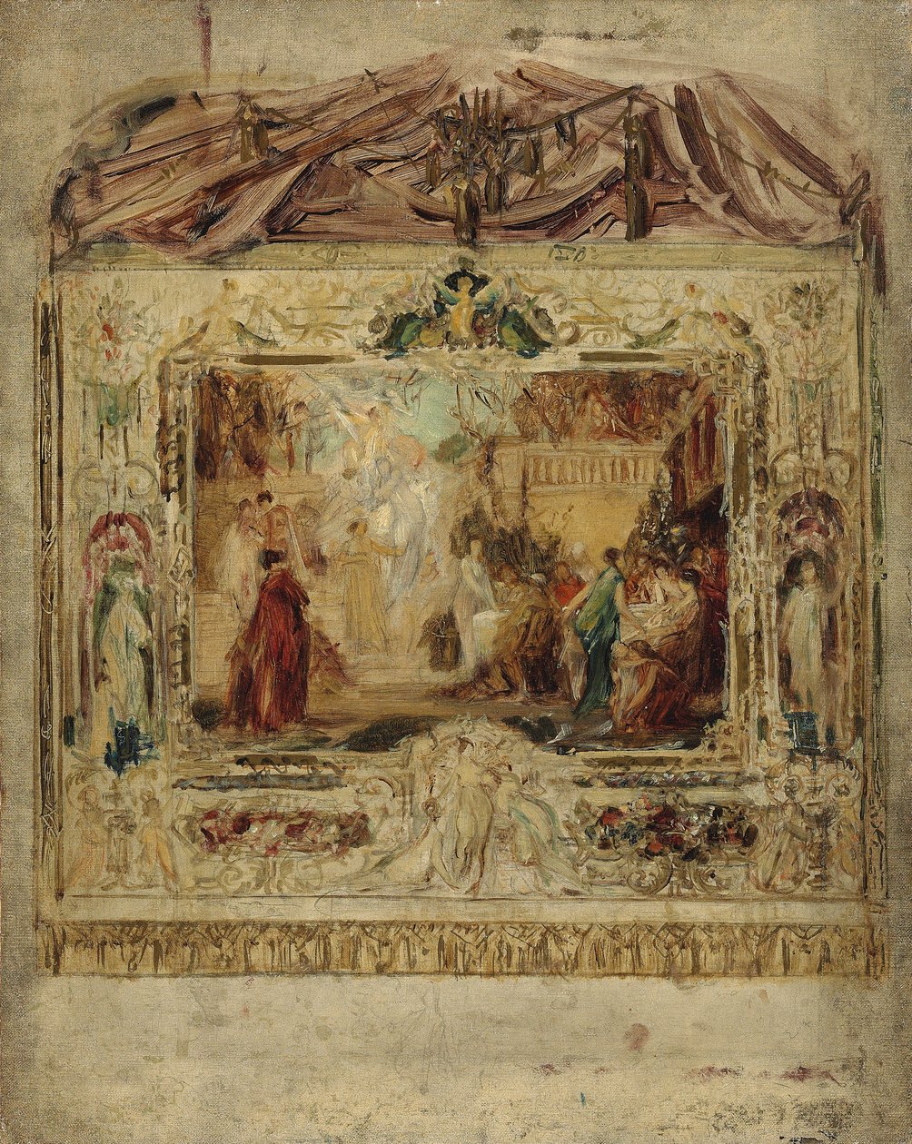 Desenho de uma cortina de teatro, c.1883-85 (óleo sobre tela) de Gustav Klimt