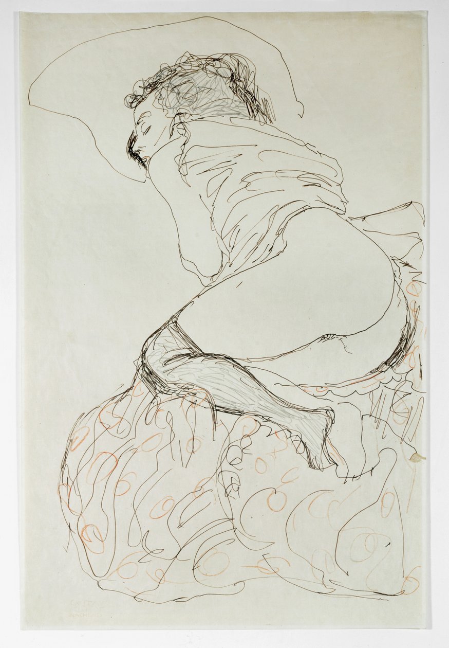 Mulher nua, virada para a esquerda de Gustav Klimt