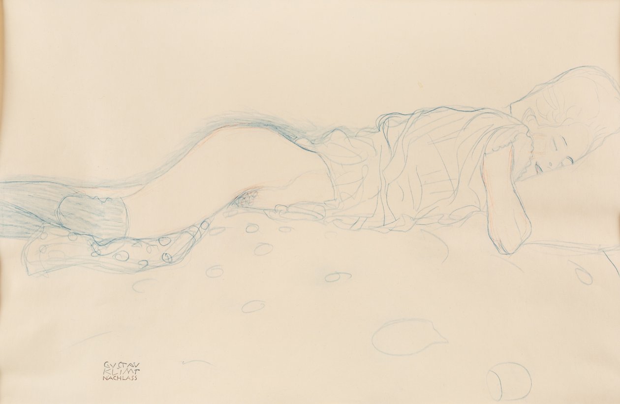 Mulher seminua, c. 1908. de Gustav Klimt
