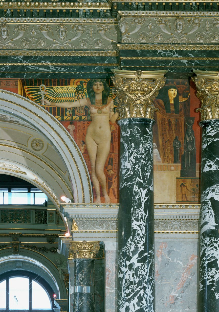 Fresco no Museu Kunsthistorisches de Viena, Arte Egípcia, pormenor c.1891 (fresco) de Gustav Klimt