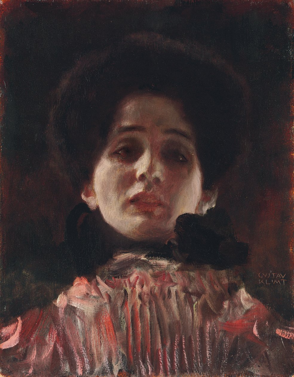 Retrato de rosto de uma dama; Damenbildnis oposto, c.1898 de Gustav Klimt