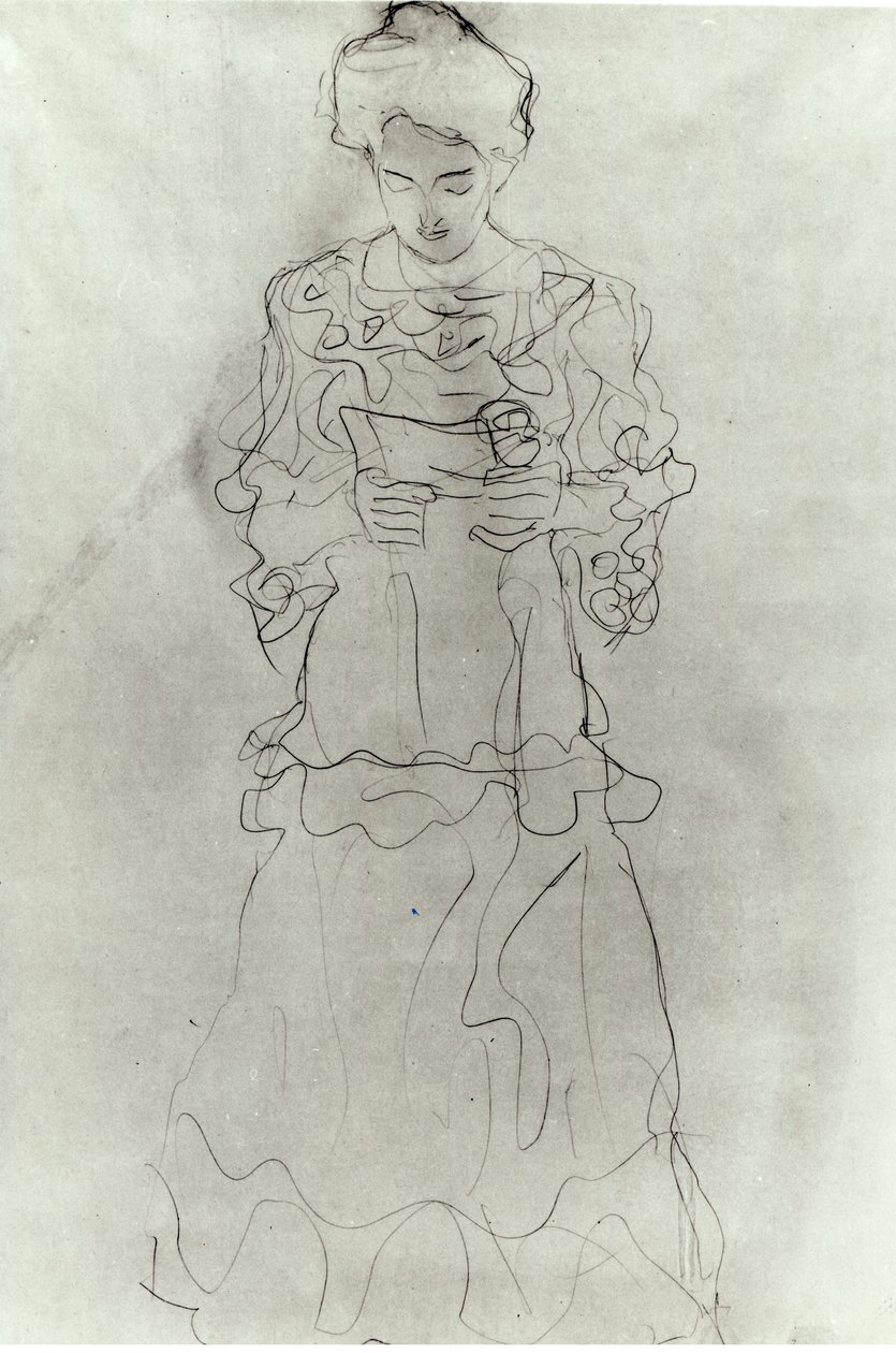 Menina que lê eu, de Gustav Klimt
