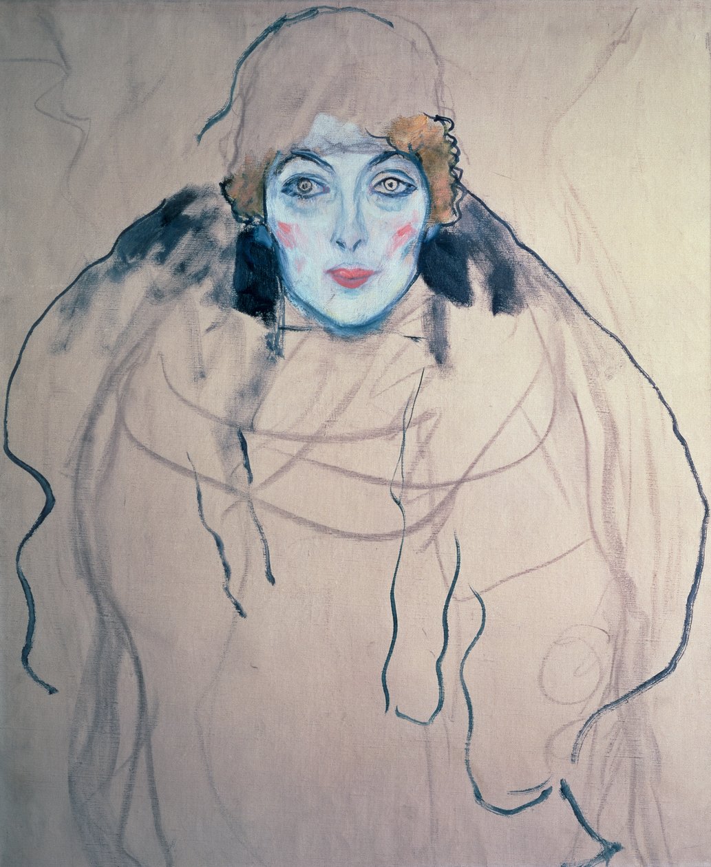 Cabeça de uma mulher, 1917 de Gustav Klimt