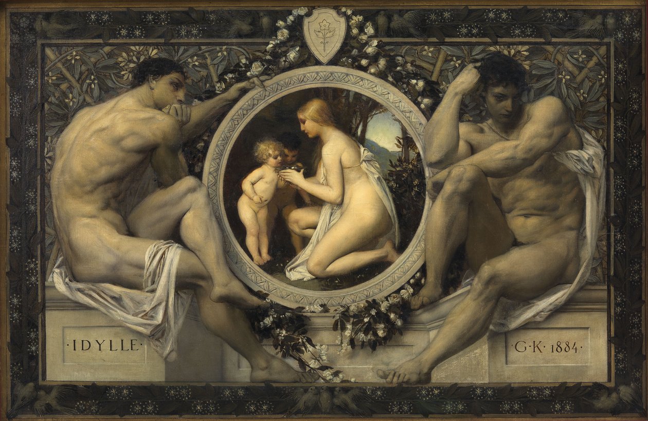 Idílio (Modelo para: Gerlach & Schenk, Alegorias e emblemas, n.º 75) de Gustav Klimt