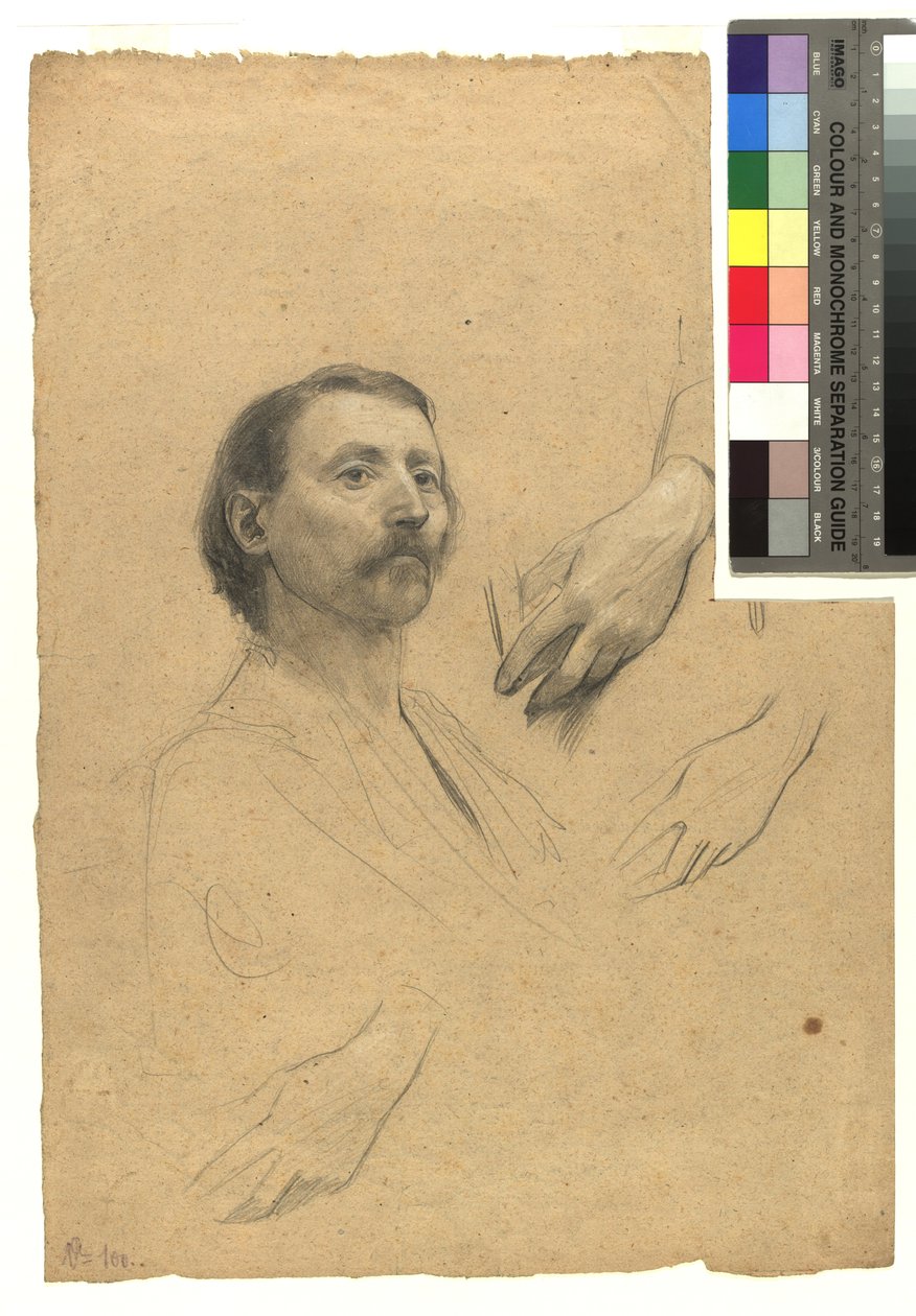 Estudo de cabeça e mão para um retrato de cavalheiro de Gustav Klimt