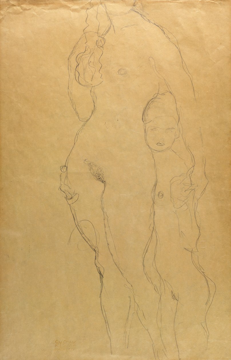 Mãe e filha (lápis sobre papel) de Gustav Klimt