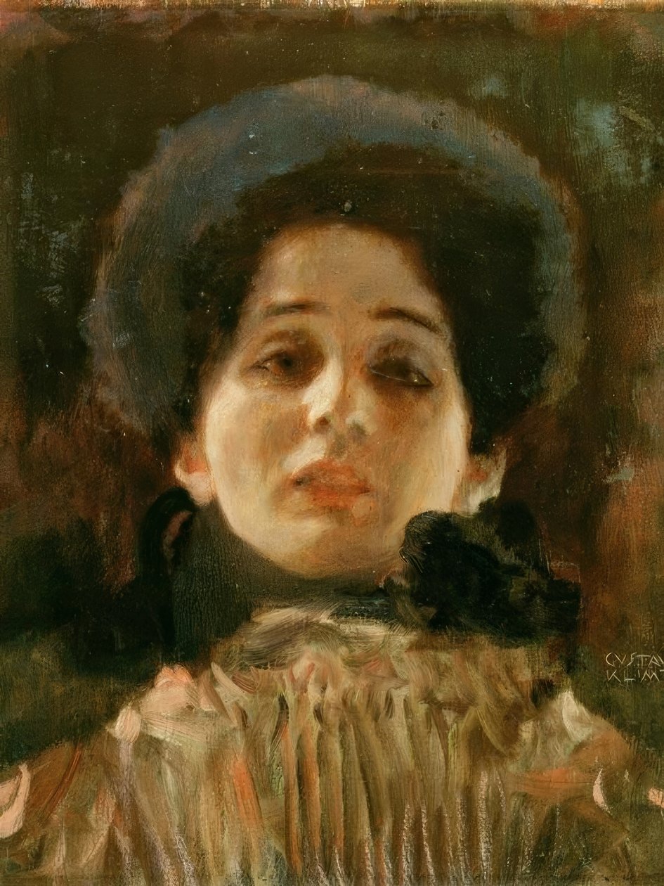 Retrato na frente de Gustav Klimt