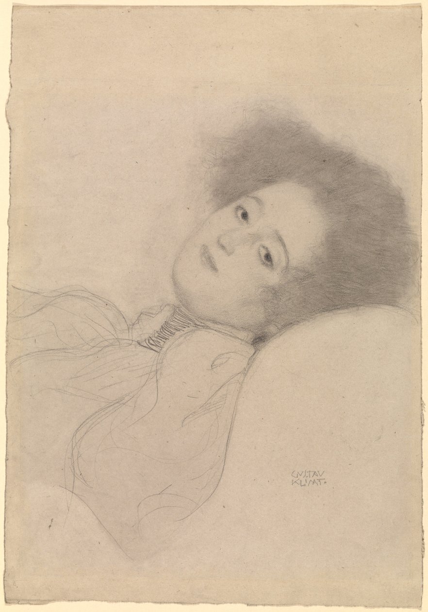 Retrato de uma jovem reclinada de Gustav Klimt