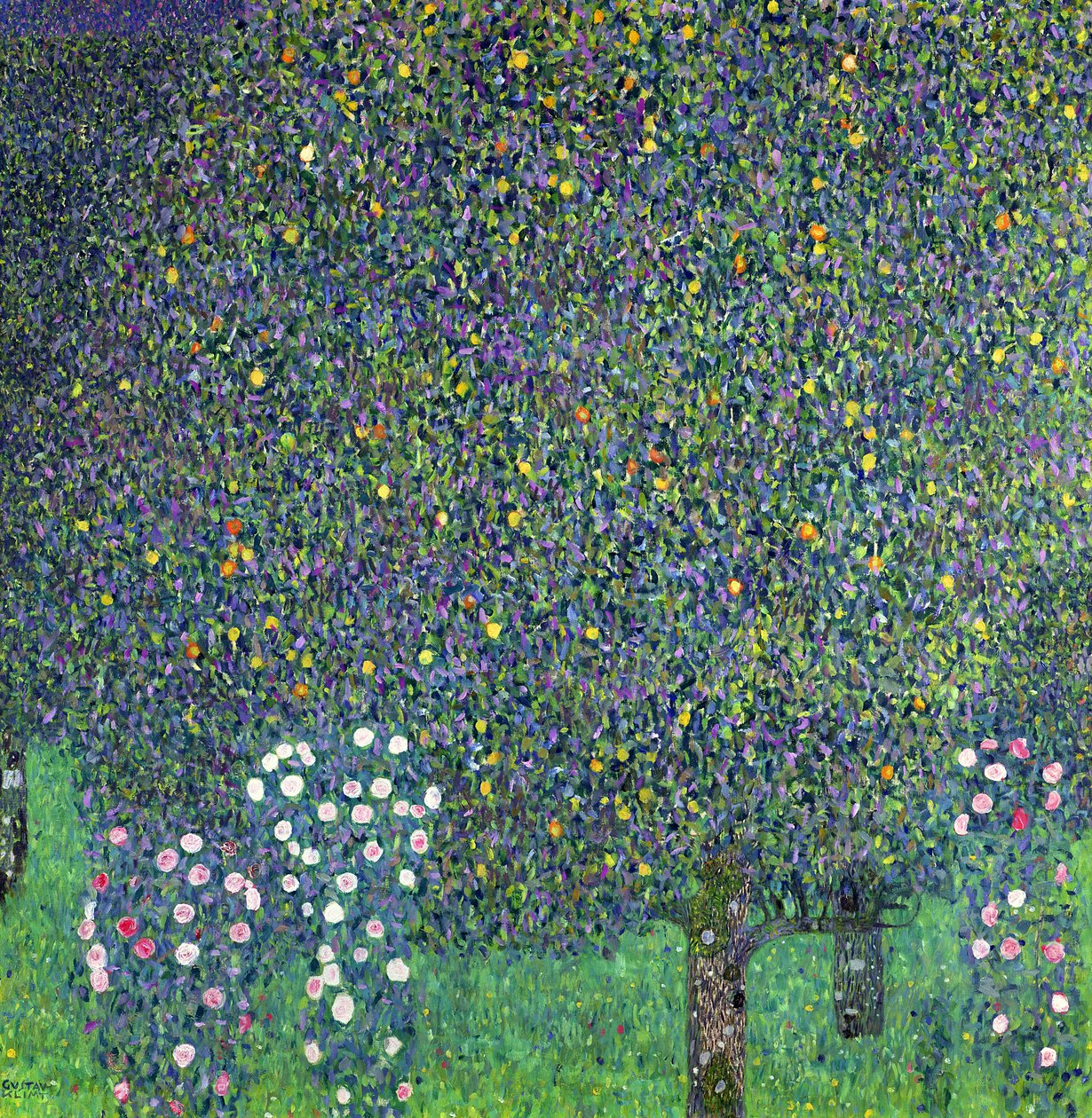 Rosas sob as árvores, c.1905 de Gustav Klimt