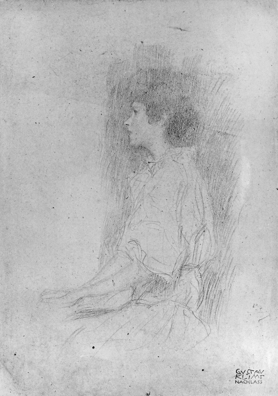 Menina sentada na sombra de Gustav Klimt