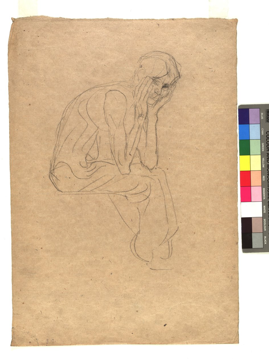 Sitzende Gestalt mit in die Hände gestütztem Kopf de Gustav Klimt