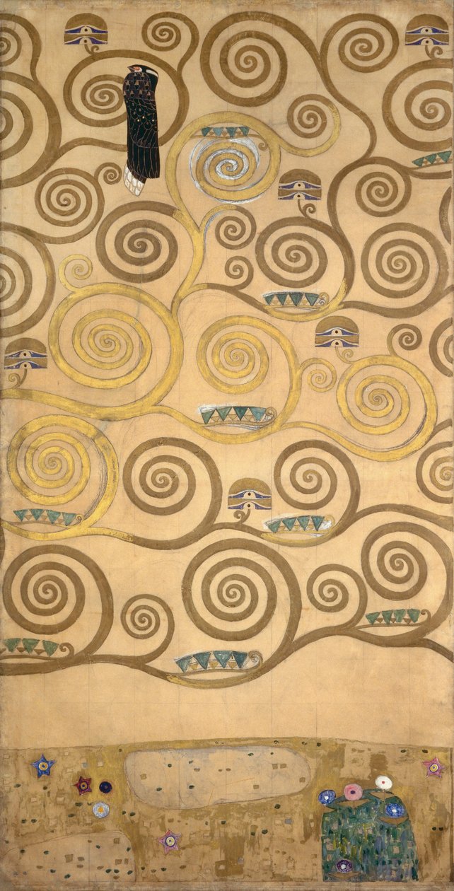 Esboços para o Friso do Palais Stoclet em Bruxelas, Bélgica (aguarela e lápis sobre papel) de Gustav Klimt