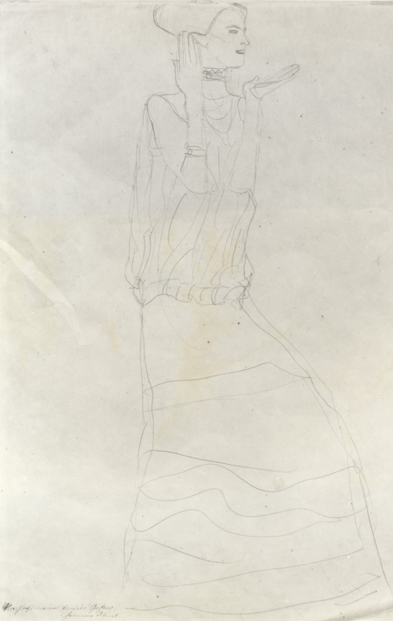 Mulher em Pé com as Mãos Levantadas de Gustav Klimt