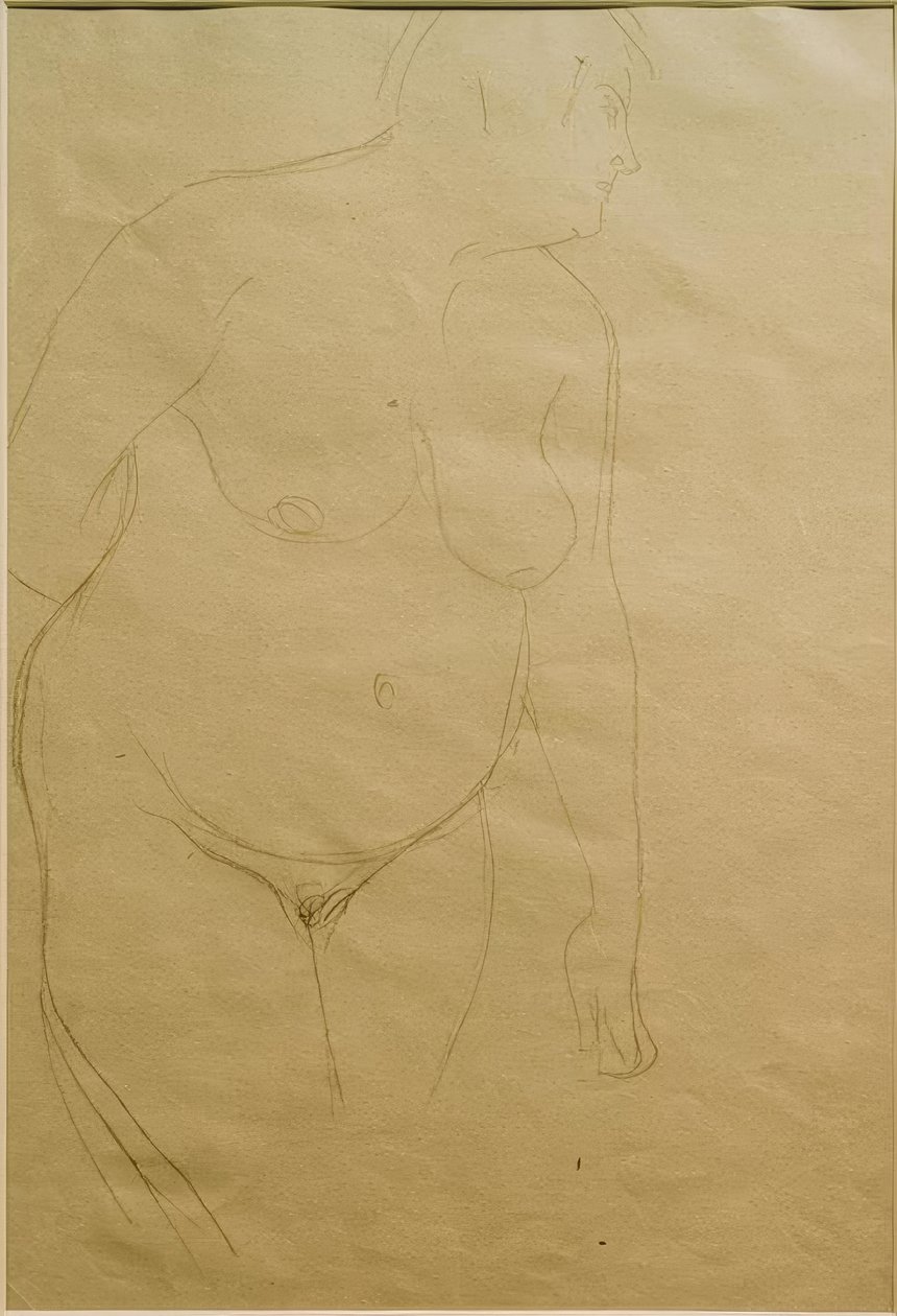 A mulher gorda em pé age um pouco para a direita (estudo) de Gustav Klimt