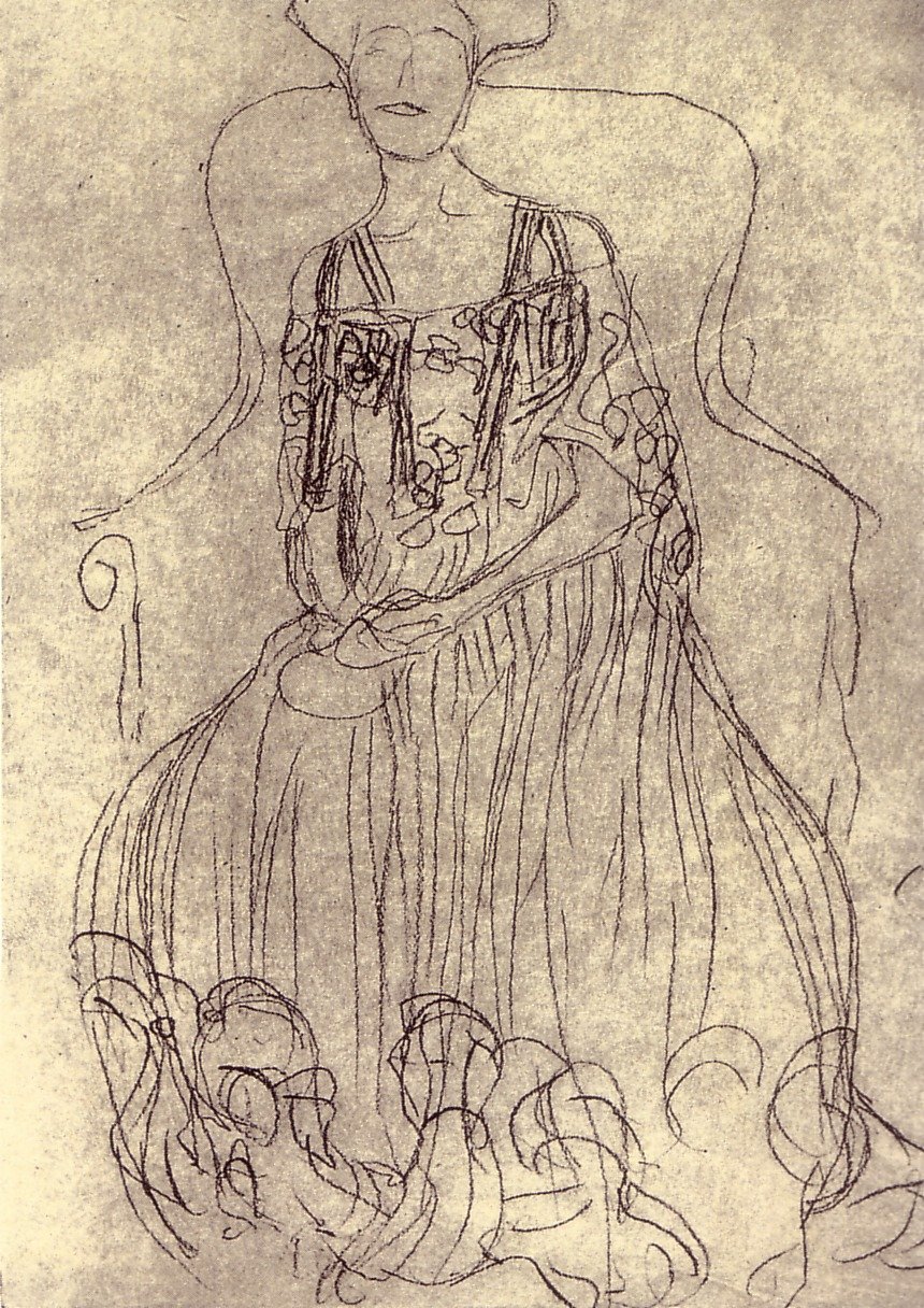 Estudo para a pintura Retrato Adele Bloch-Bauer I de Gustav Klimt