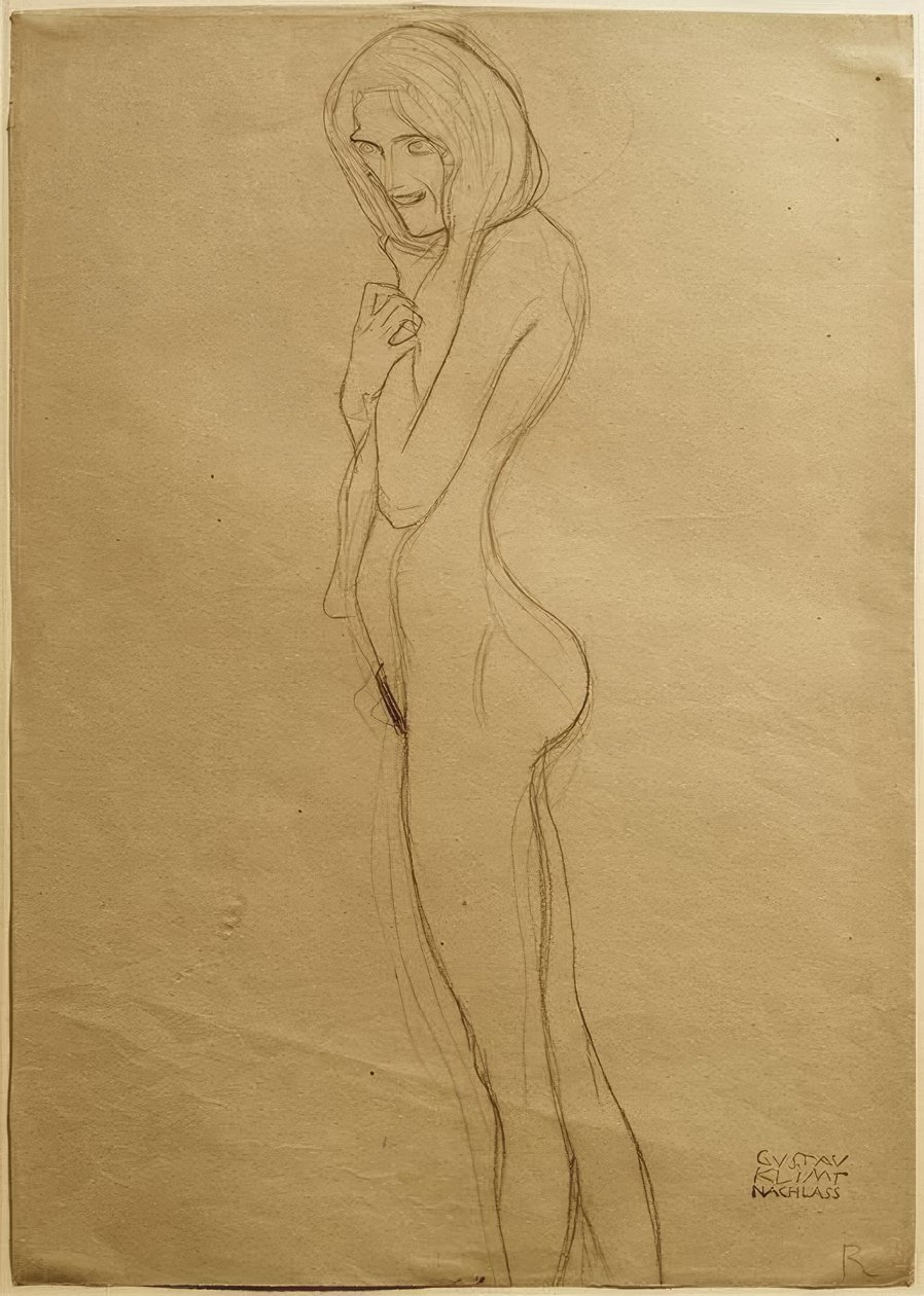 Estudo para a górgona esquerda no friso de Beethoven de Gustav Klimt