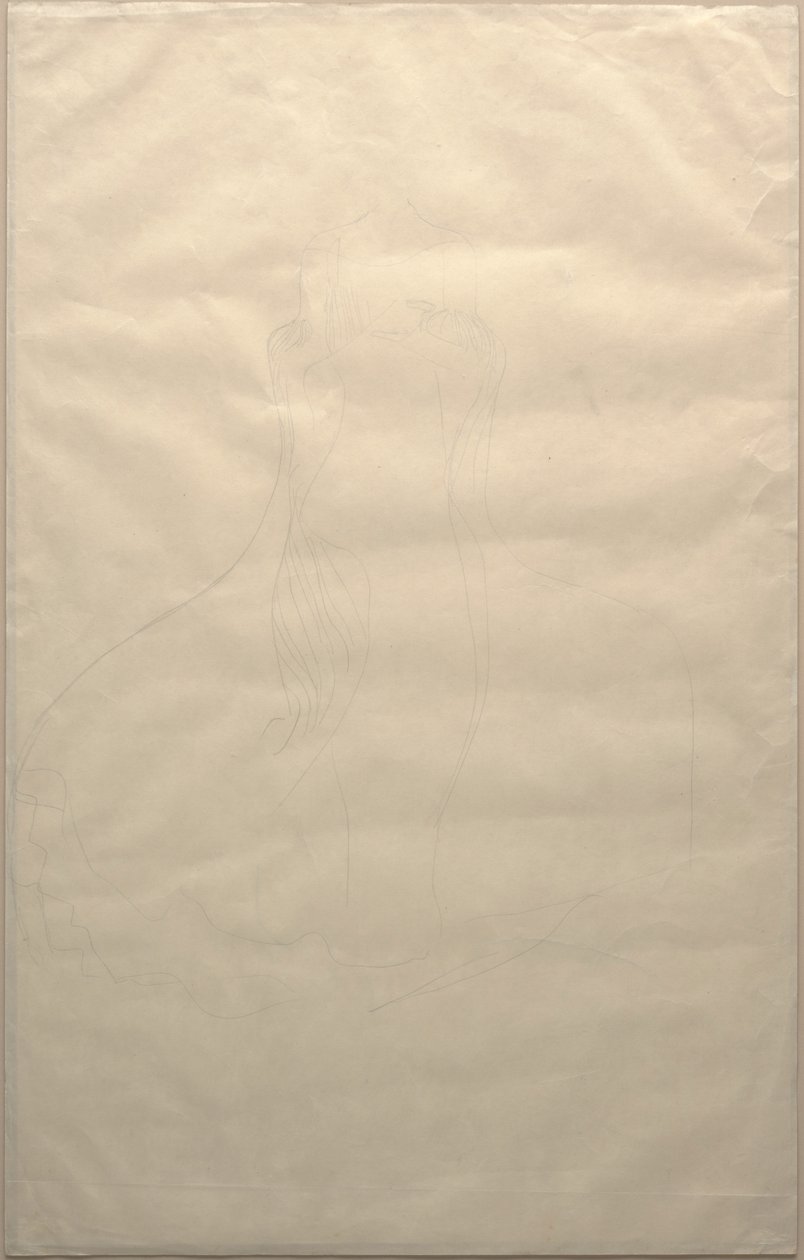 Estudo para o vestido de Adele Bloch-Bauer, c.1903 (lápis sobre papel) de Gustav Klimt