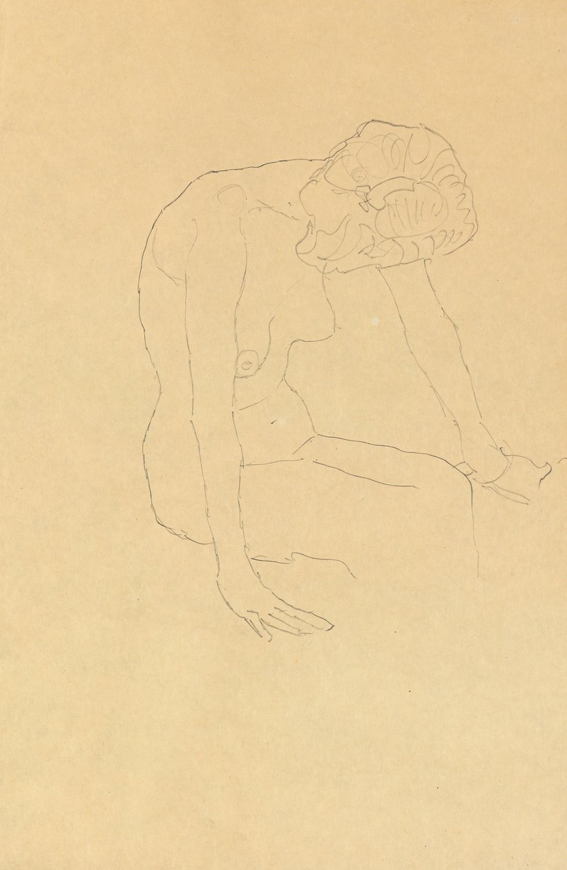 Estudo de um nu feminino, c.1908-1909 de Gustav Klimt