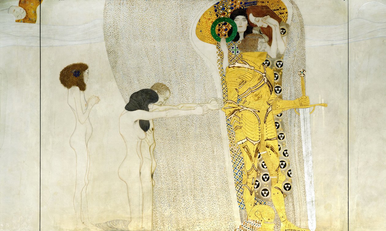 O friso de Beethoven, detalhe: cavaleiro de armadura brilhante, 1902 de Gustav Klimt