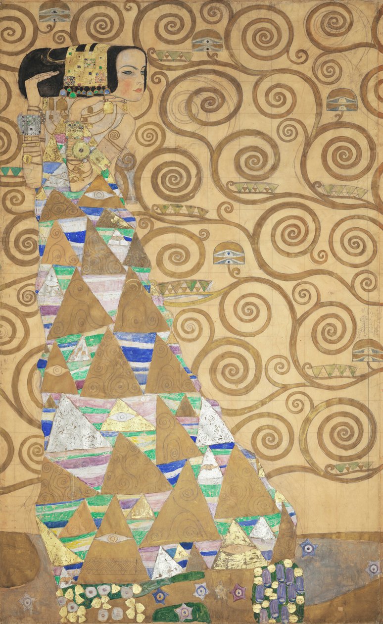 O Friso Stoclet, Detalhe: A Expectativa, 1905-1909. de Gustav Klimt